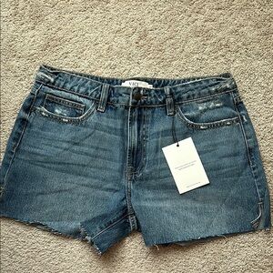 Vici Blue Jean Shorts with Raw Hem and Vintage Wash